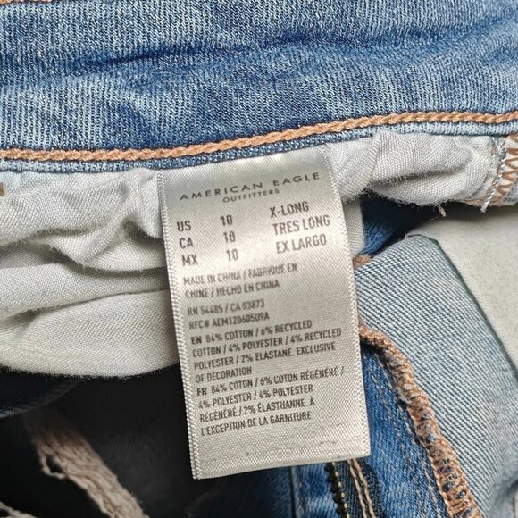 American Eagle Women's Hi-Rise Jeggings Distressed Medium Dark Wash Size 10 - Picture 7 of 13